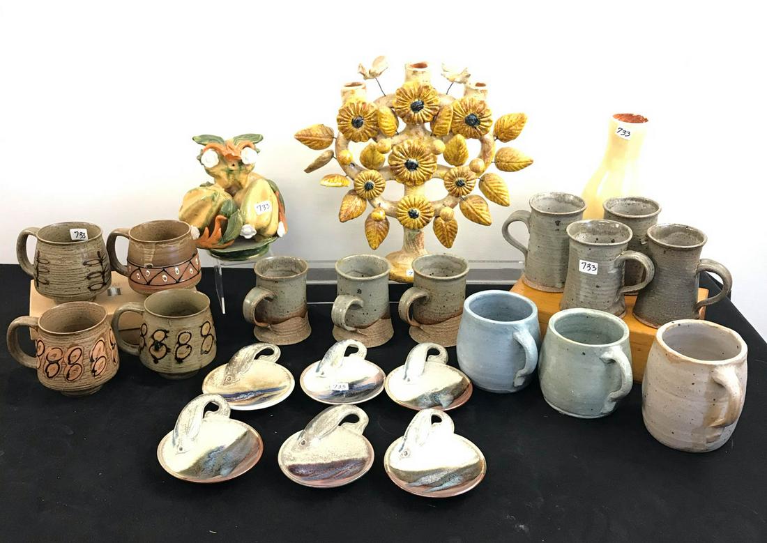 Large Group of Handmade Earthenware Ceramic Items (1 of 10)