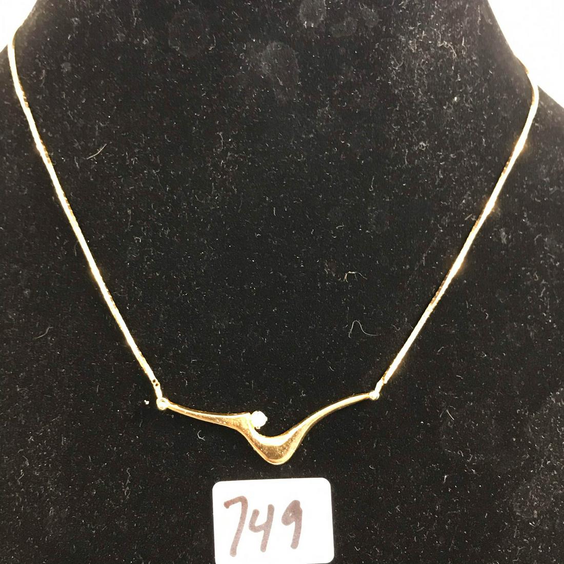 14K Yellow Gold Chain with Diamond Pendant (1 of 5)
