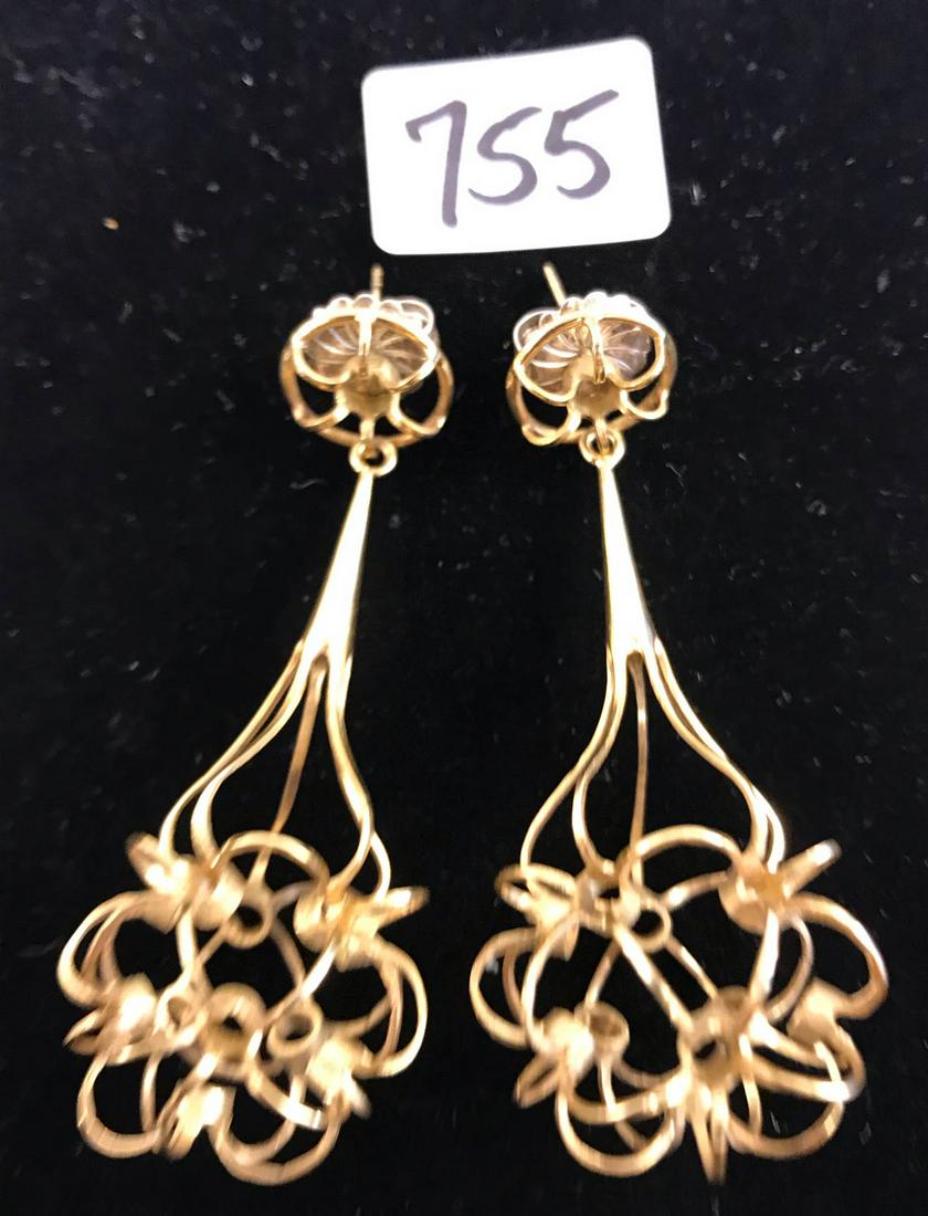 Large 10K Gold Handmade Chandelier Earrings - MCM (1 of 3)