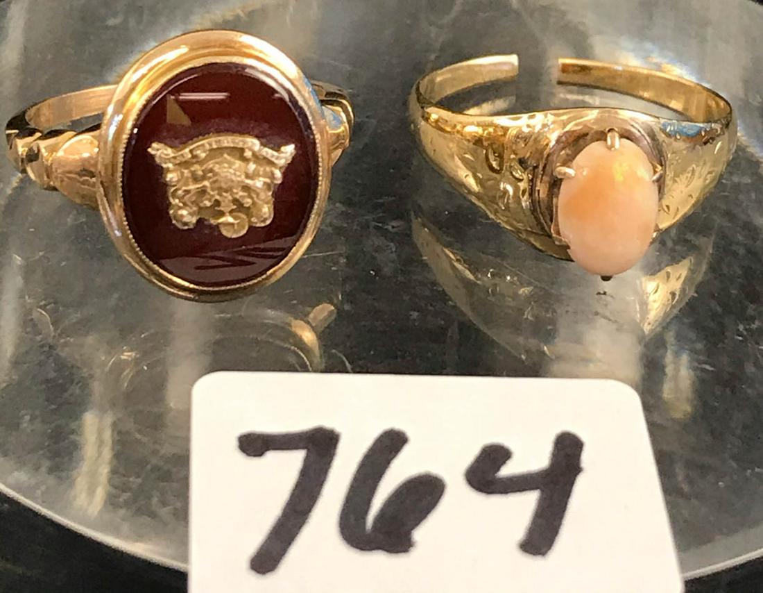 Two 14K Gold Rings Set With Opal, Carnelian (1 of 9)
