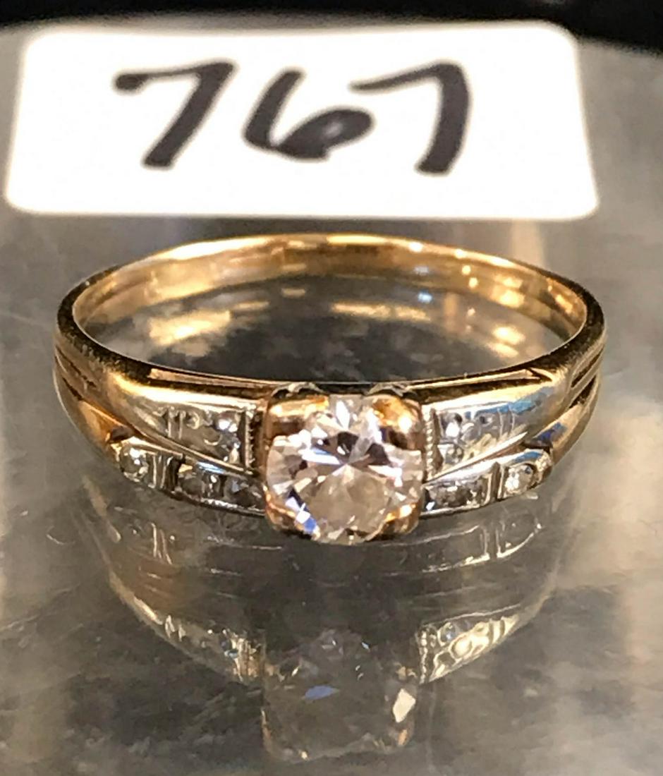 14K Yellow Gold Double Band Ring with 1/3 Carat Diamond (1 of 5)