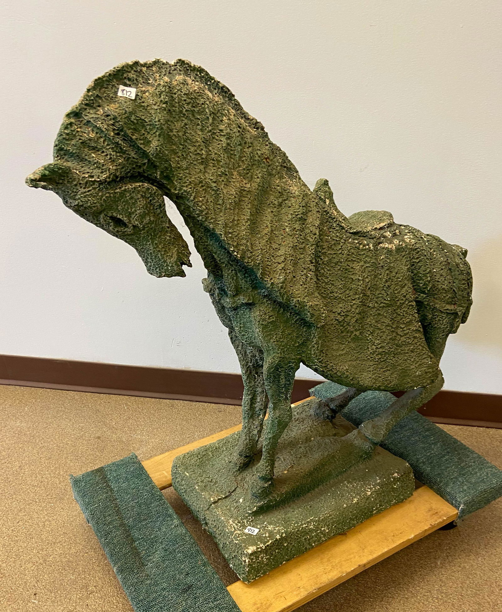 Large Green MCM Oriental Horse Statue - Painted (1 of 4)