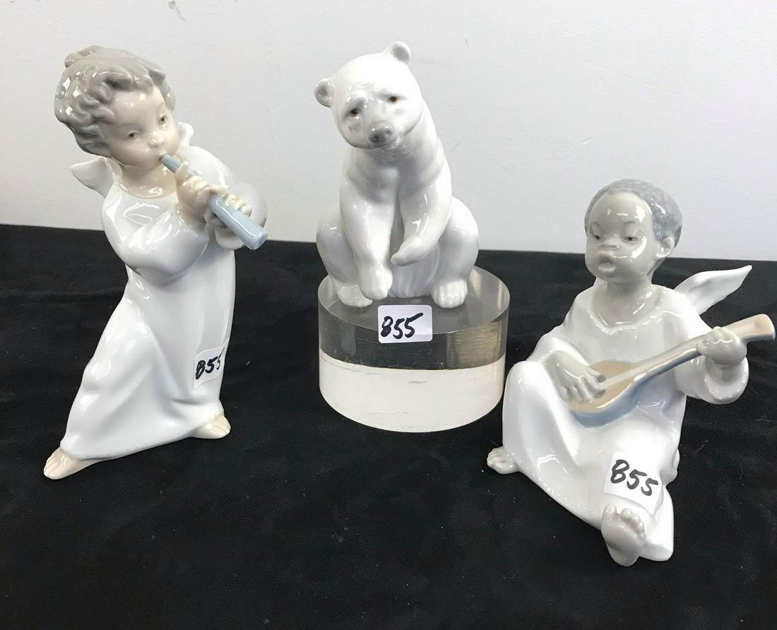 3 Lladro Porcelain Figurines - Angels With Flutes and (1 of 7)
