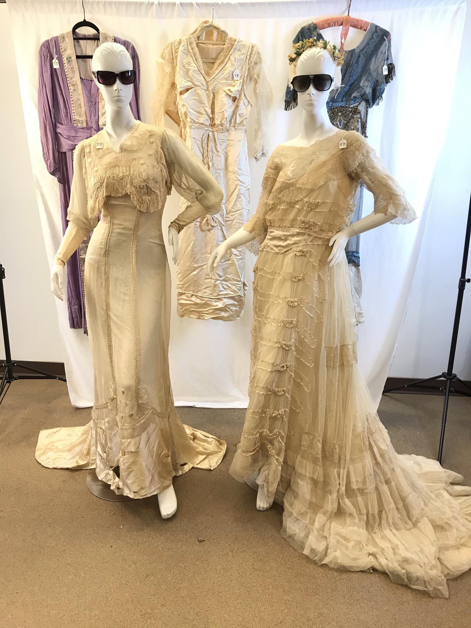 Group of 5 Early Silk and Lace Gowns (1 of 16)