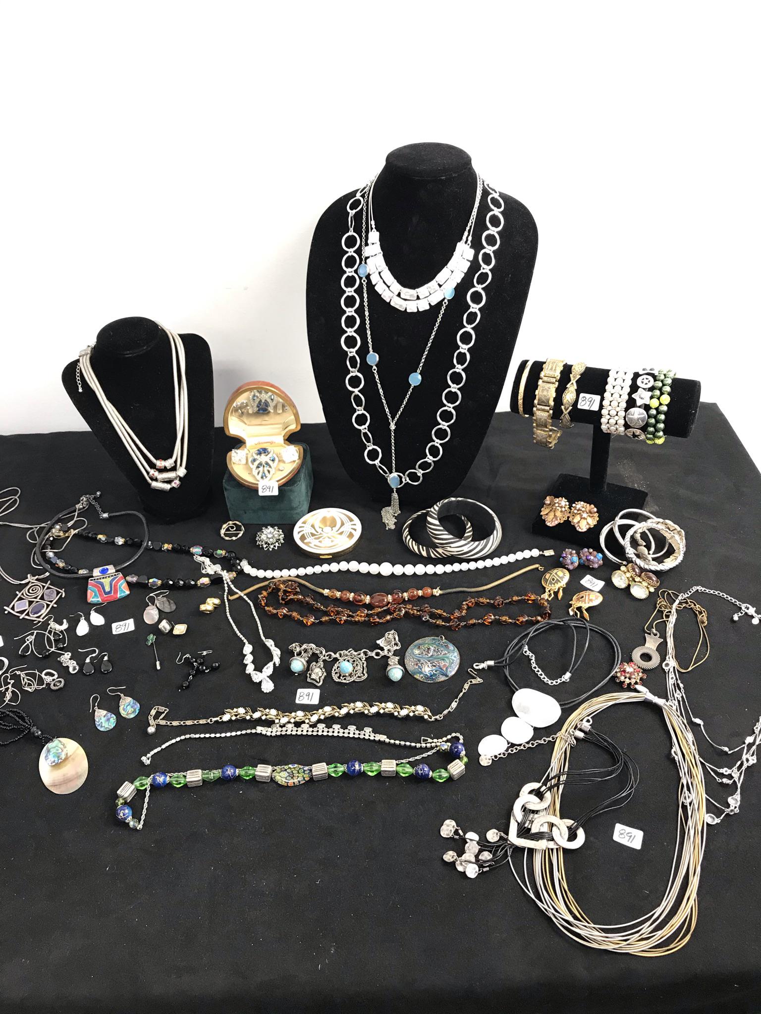 Large Lot of Vintage Costume Jewelry - Sterling, (1 of 7)