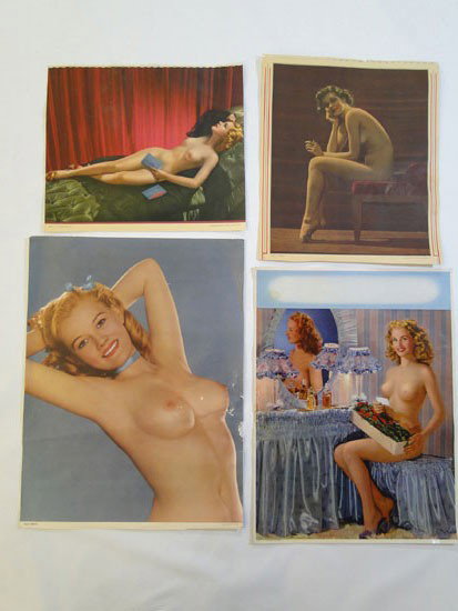 Group of 1930's/1940's pin up girl pictures in pro: Group of 1930's/1940's pin up girl pictures in provacative poses - quality matted - (4) (est. value $150 - $250)