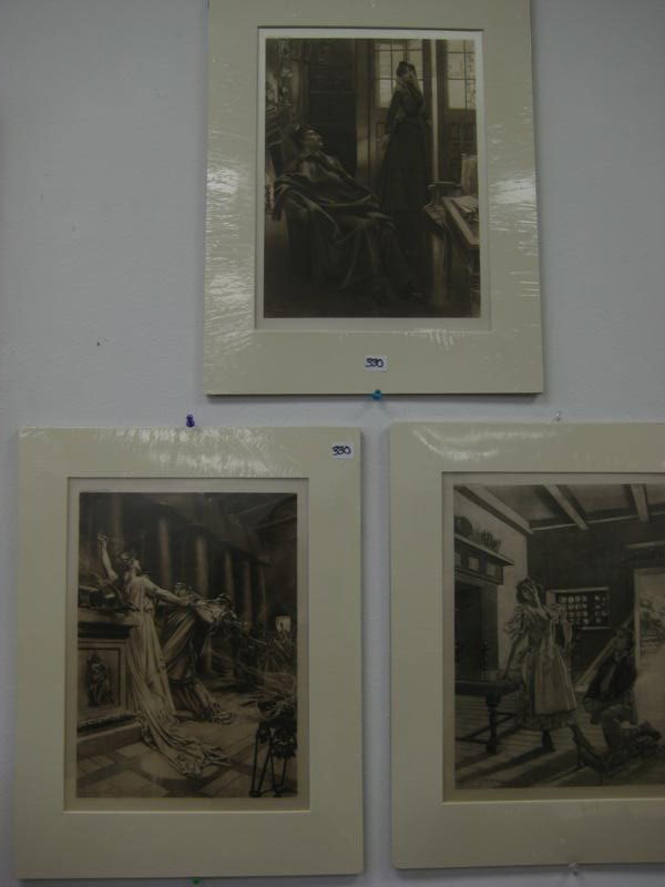 3 Victorian prints of men and women - romantic sce: 3 Victorian prints of men and women - romantic scenes (est. value $60 -75)