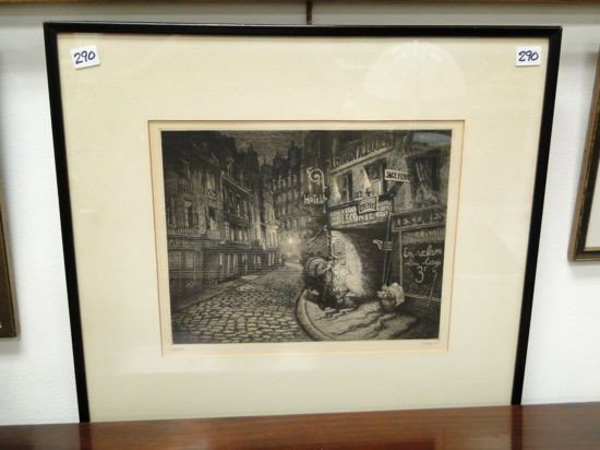 Quality artist signed Geyer steel engraving in WPA: Quality artist signed Geyer steel engraving in WPA style Est. Value $60-$70