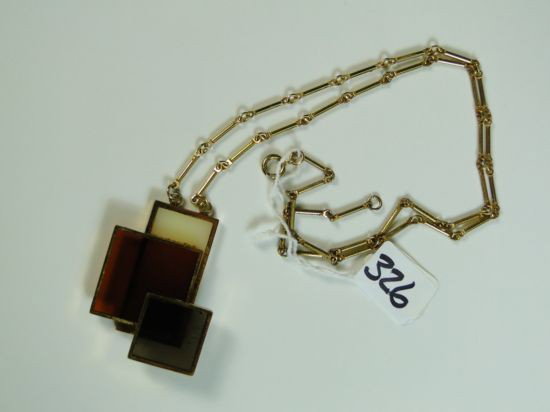 1960's gold and leaded glass sculpture necklace Es: 1960's gold and leaded glass sculpture necklace Est. Value 440-$50