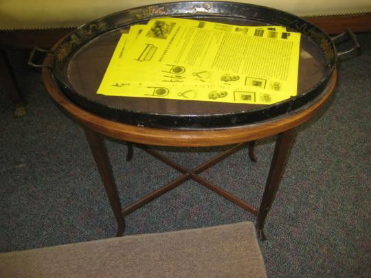 Oriental, mahogany tray table: Oriental, mahogany tray table