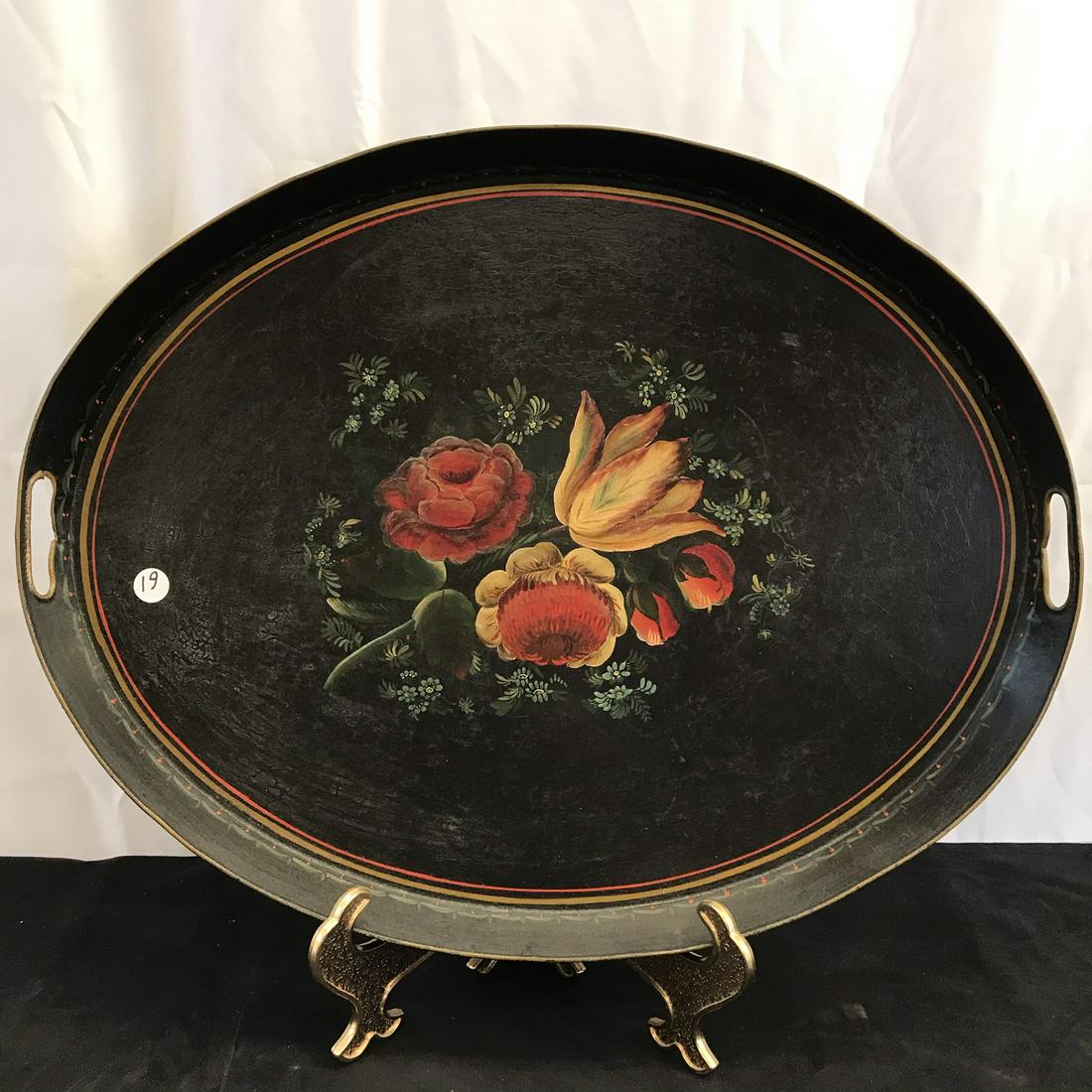 1800's Floral Toleware Tray (1 of 6)