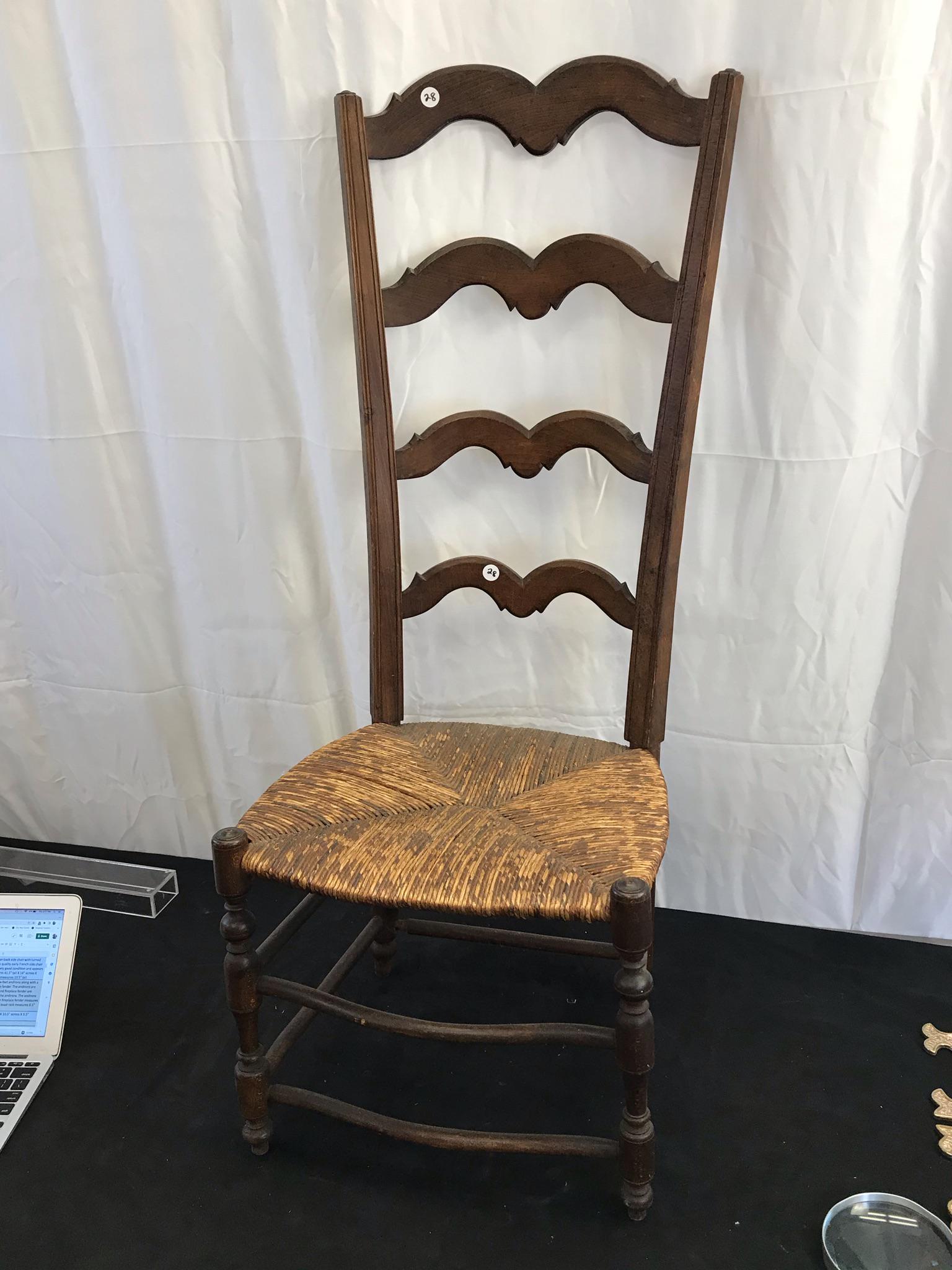 1700's French Ladder Back Rush Seat Chair (1 of 8)