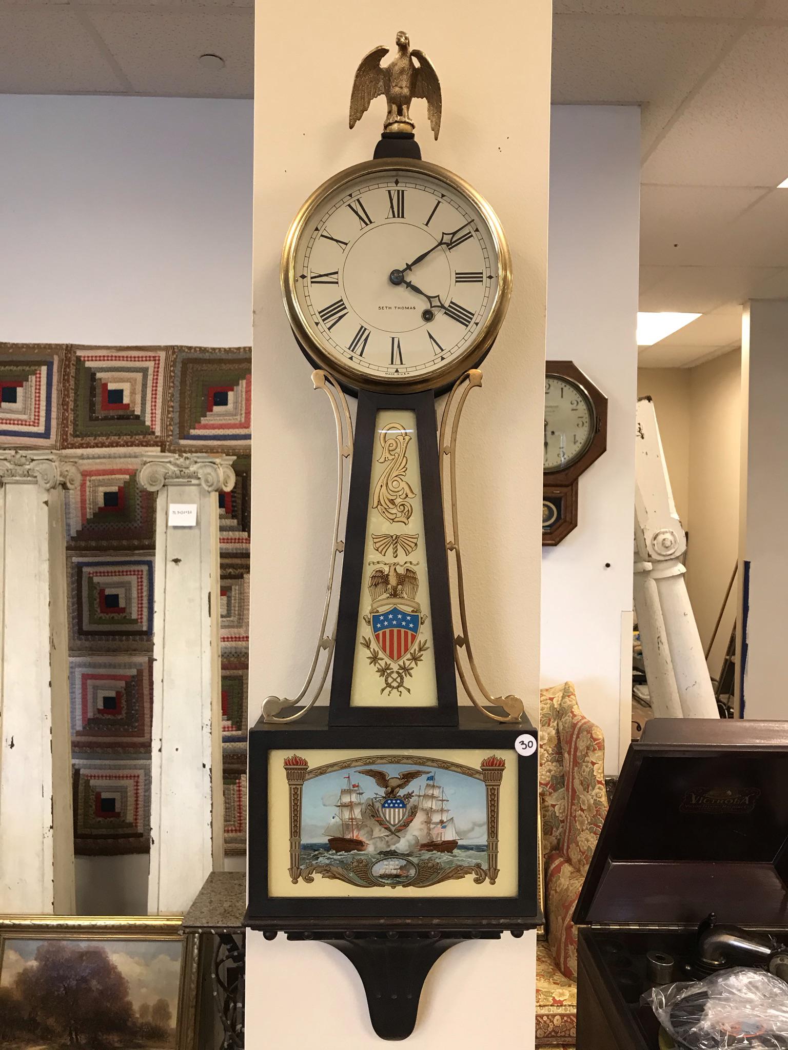 1900's Seth Thomas American Themed Banjo Clock (1 of 7)