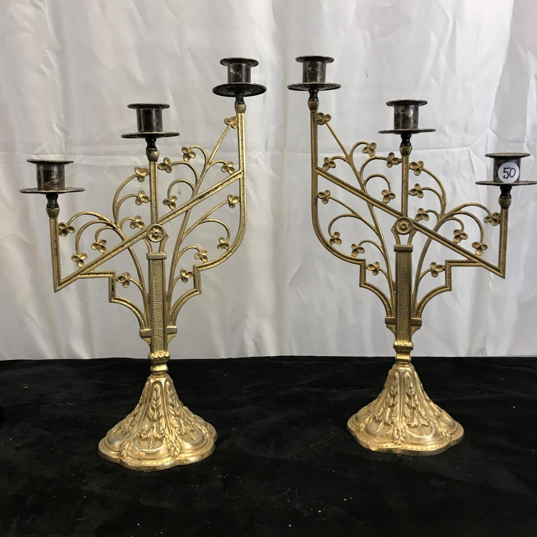 Victorian Pair of Gilded and Silver Cup Candelabra (1 of 5)