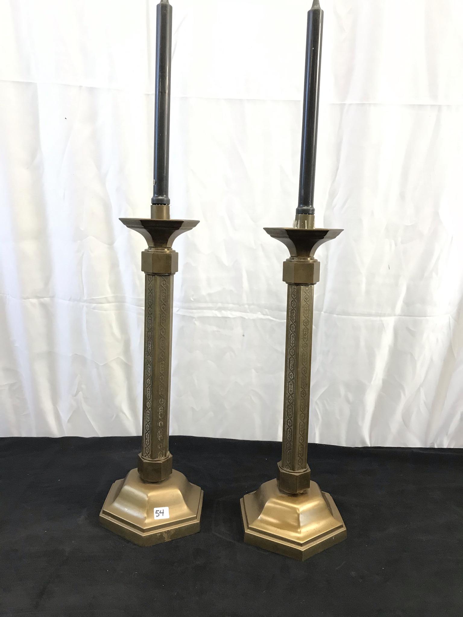 Arts and Crafts Solid Brass Candlesticks, Early 1900's (1 of 6)