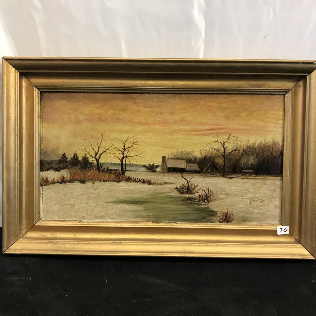 1904 Oil on Board of Winter Farm (1 of 4)