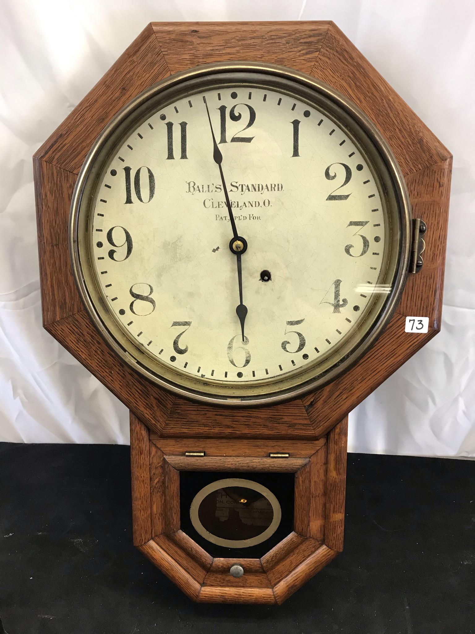Ball's Standard Oak Advertising Railroad Clock c.1890's (1 of 6)