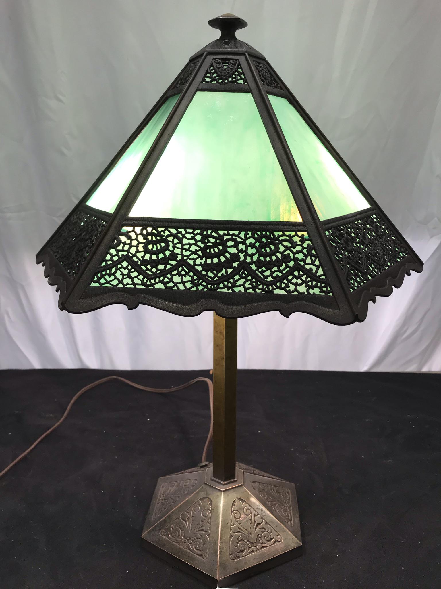 Bradley and Hubbard Brass Table Lamp c. 1910 (1 of 8)