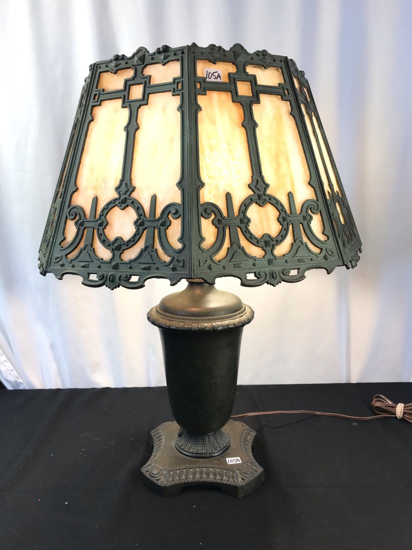 8 Sided Slag Filagreed Panel Lamp (1 of 8)