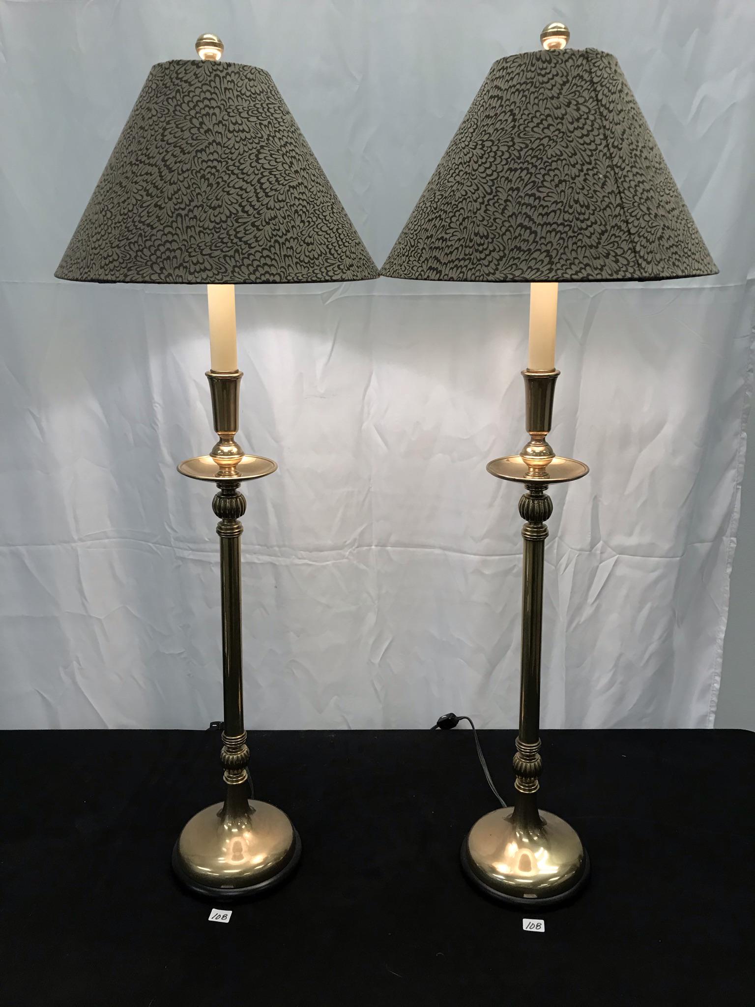 Pair of Very High Quality Brass Candlestick Lamps (1 of 5)