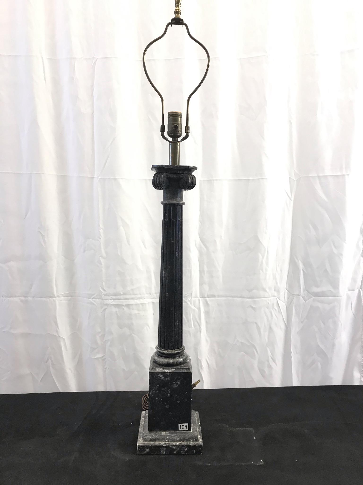 Carved Black Marble Ionic Column Lamp (1 of 6)