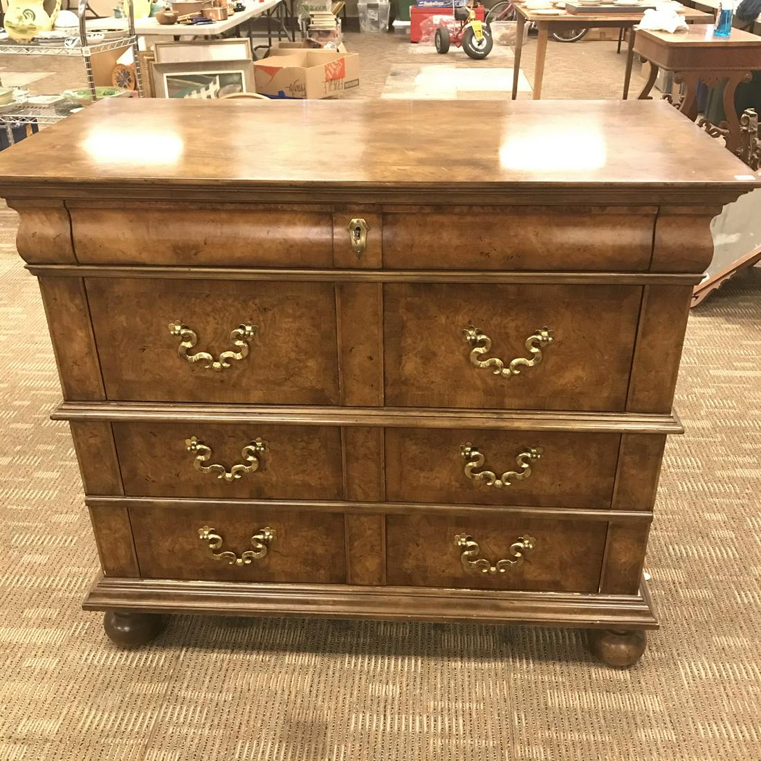 Baker Charles ll Style 4 Drawer Burled Walnut Commode (1 of 9)