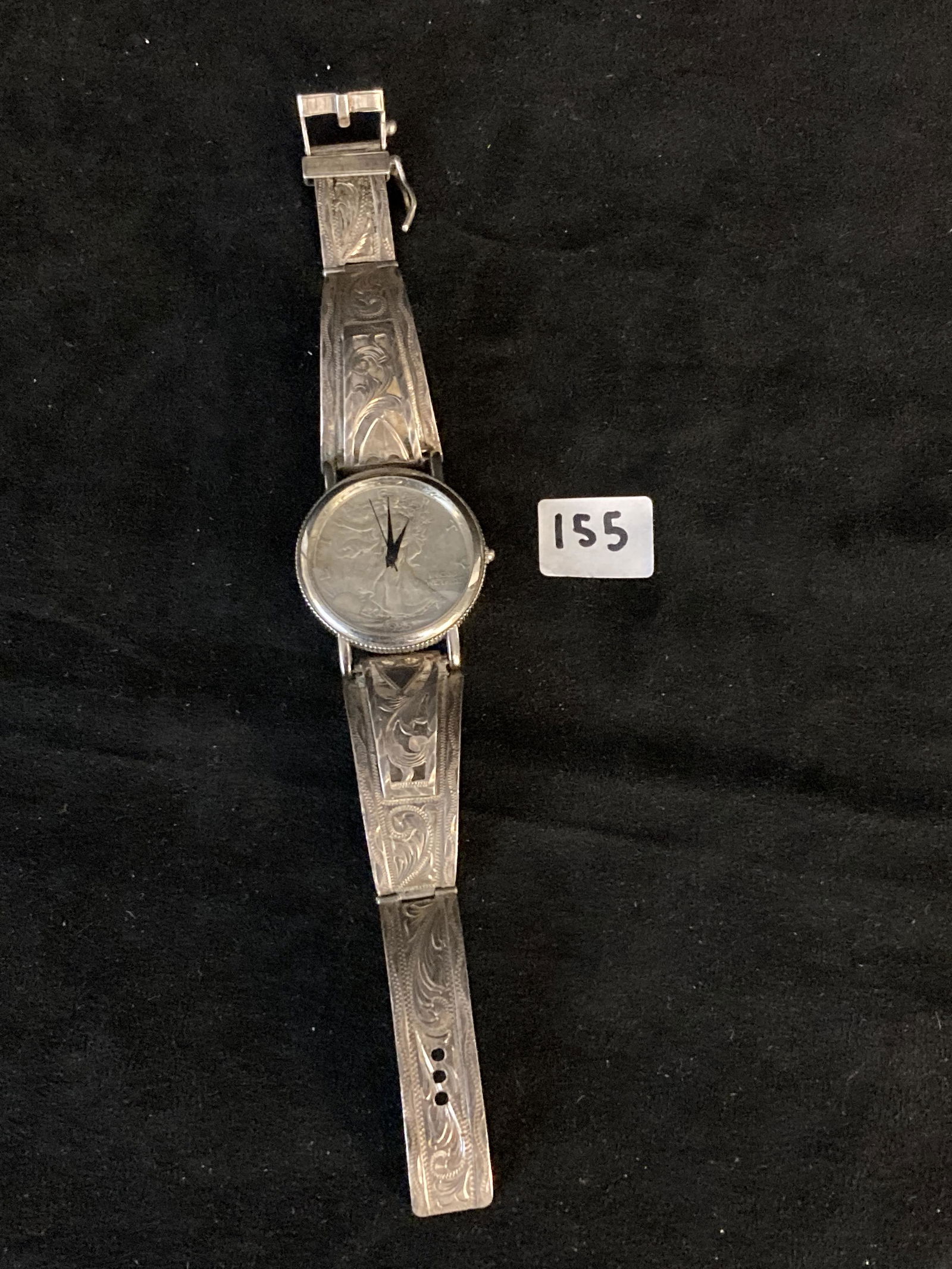 Custom Sterling Silver Wristwatch with Walking Liberty Face (1 of 5)