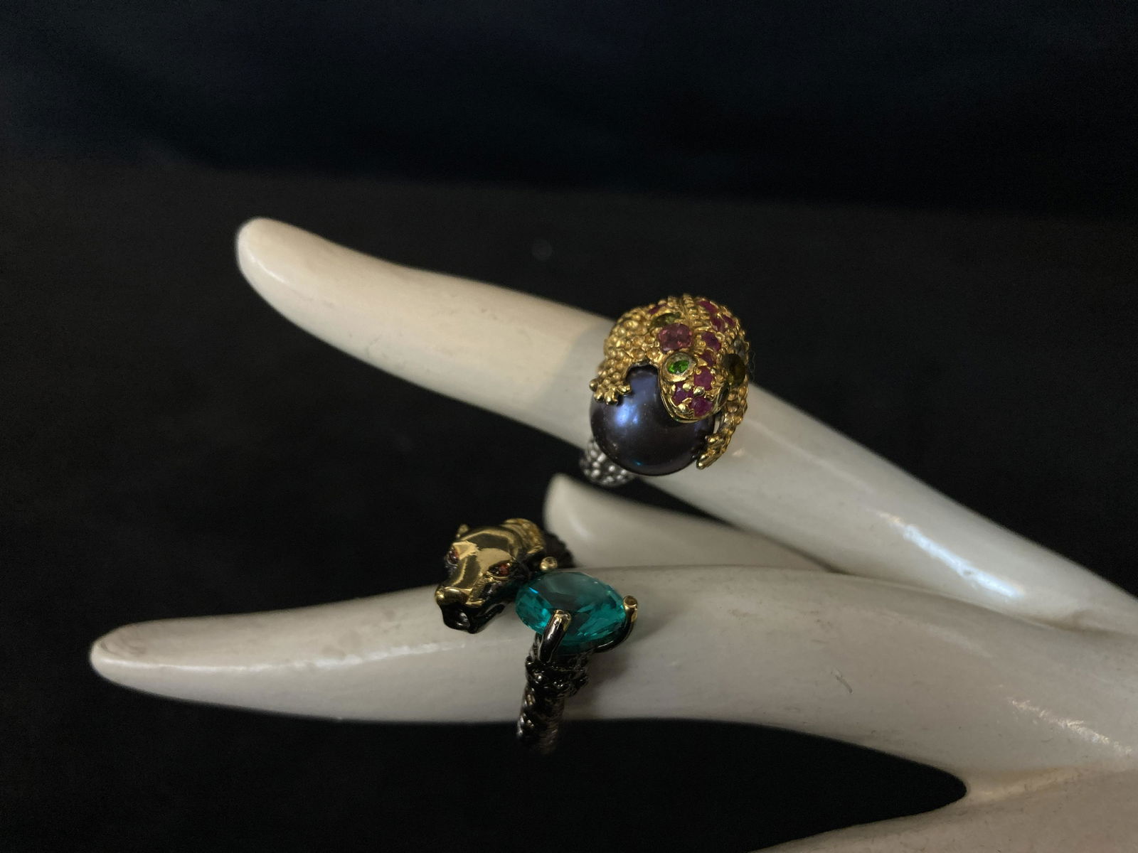 Sterling Silver Frog Ring and Snake Ring (1 of 5)