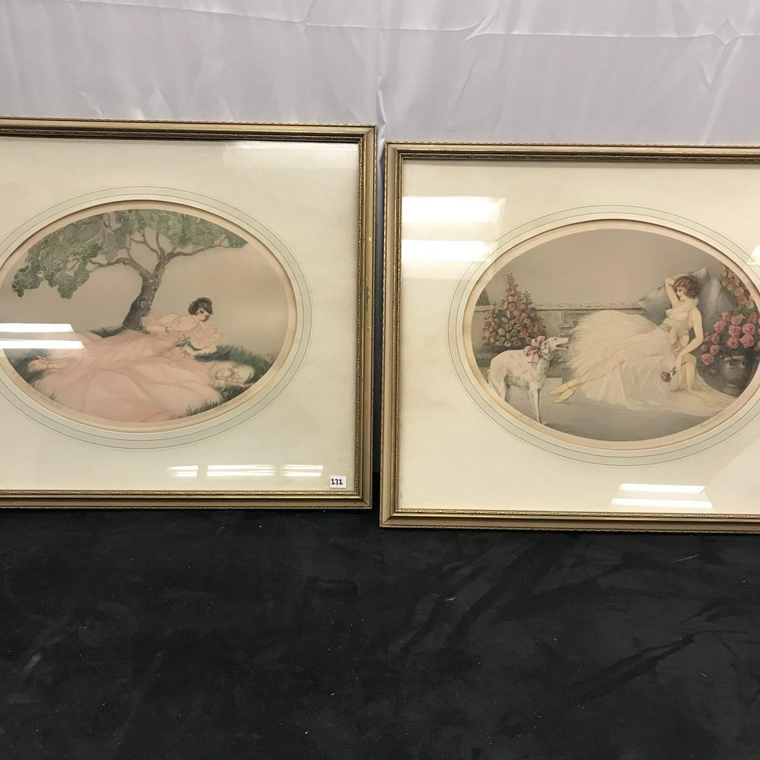 2 Allene Lamour Hand-Colored Lithographs c. 1930's (1 of 8)