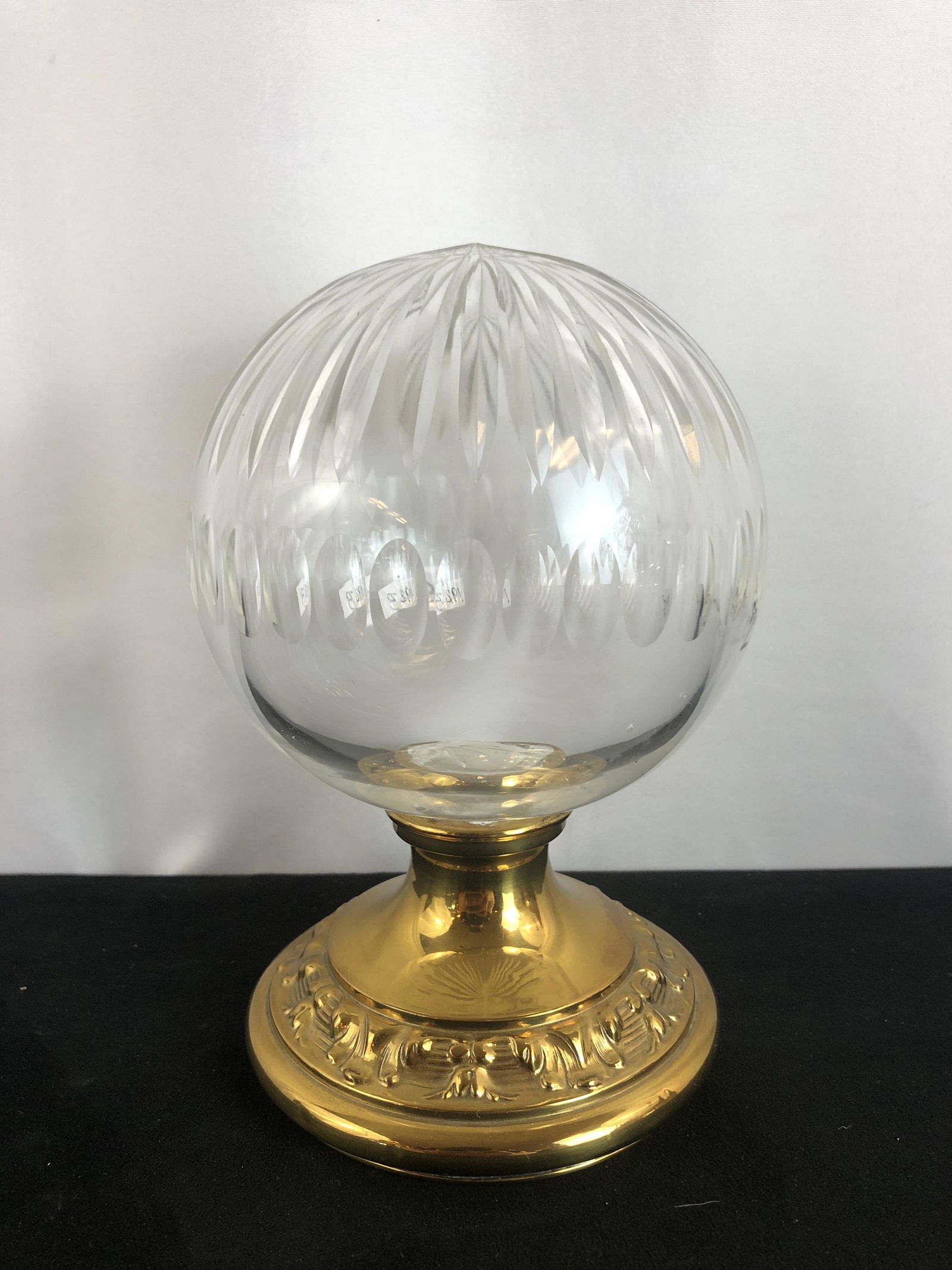 Floral Pressed Brass and Cut Crystal Orb for Newel Post Finial (1 of 4)