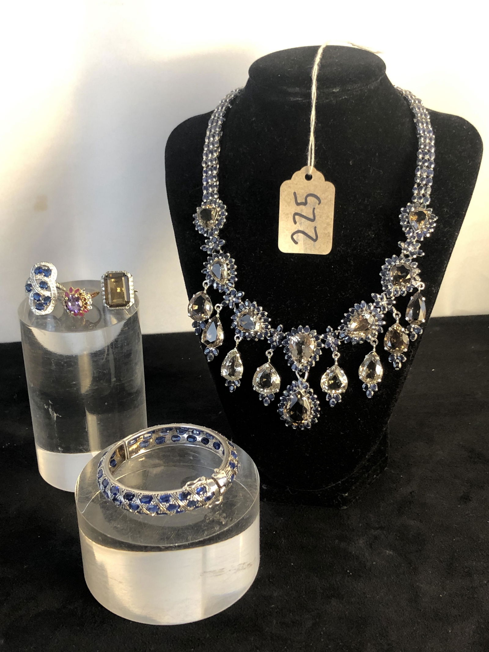 Sterling Choker, Bracelet, and 3 Rings with Real Stones (1 of 5)