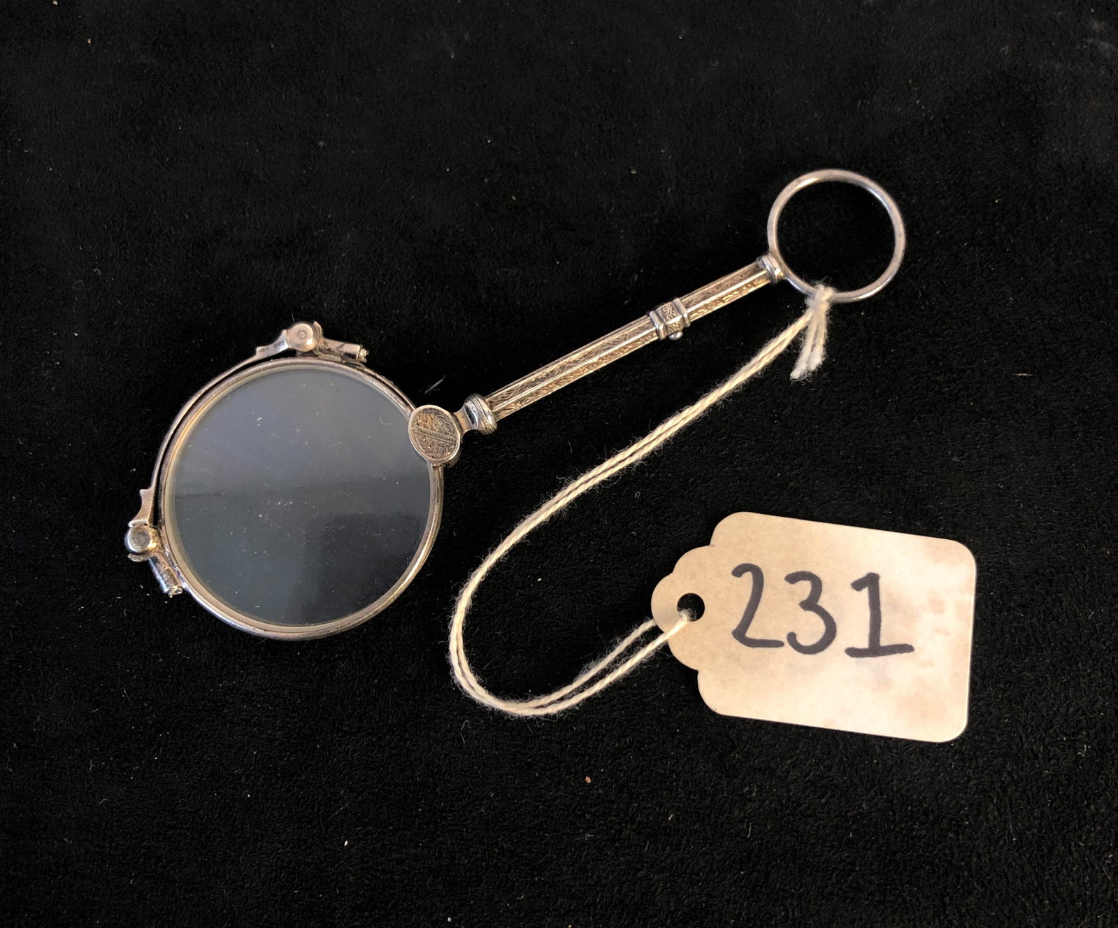 Sterling Edwardian Lornettes by Theodore Hamblin Ltd.: A pair of Edwardian lornettes set in sterling, manufactured by Theodore Hamblin Ltd. of London, the precision glass manufacturer of the Royal family.