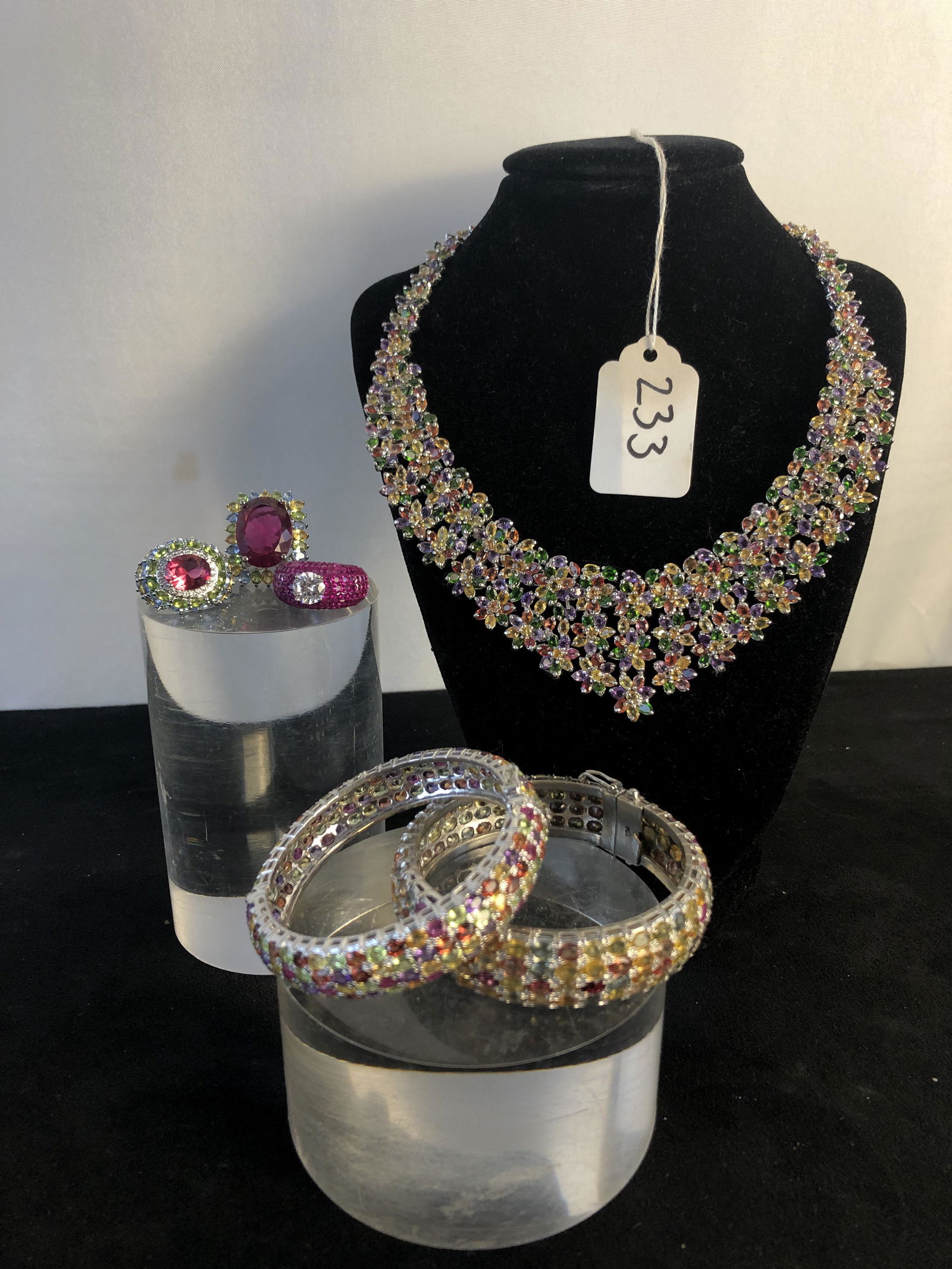 Sterling Multi-Colored Garnet Necklace, Bracelets, & Rings (1 of 6)