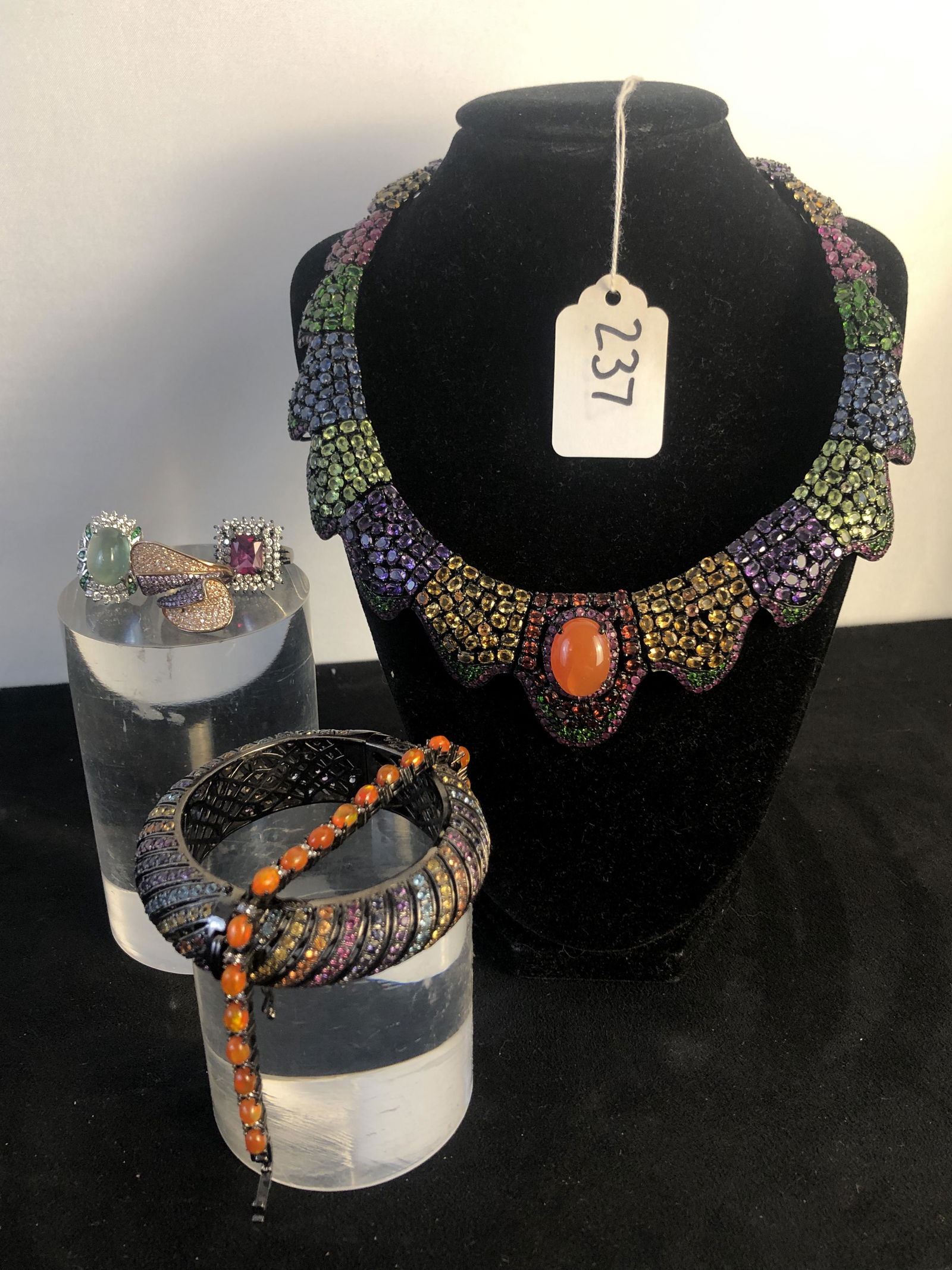 Multi-Colored Carnelian Stone Necklace, Bracelets & Rings (1 of 6)