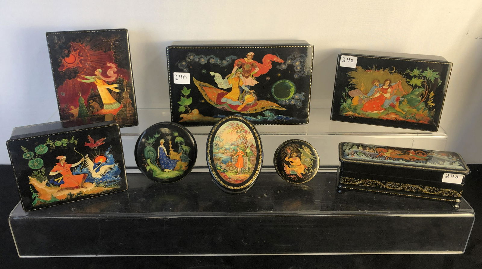 8 Russian Lacquered Covered Boxes (1 of 5)