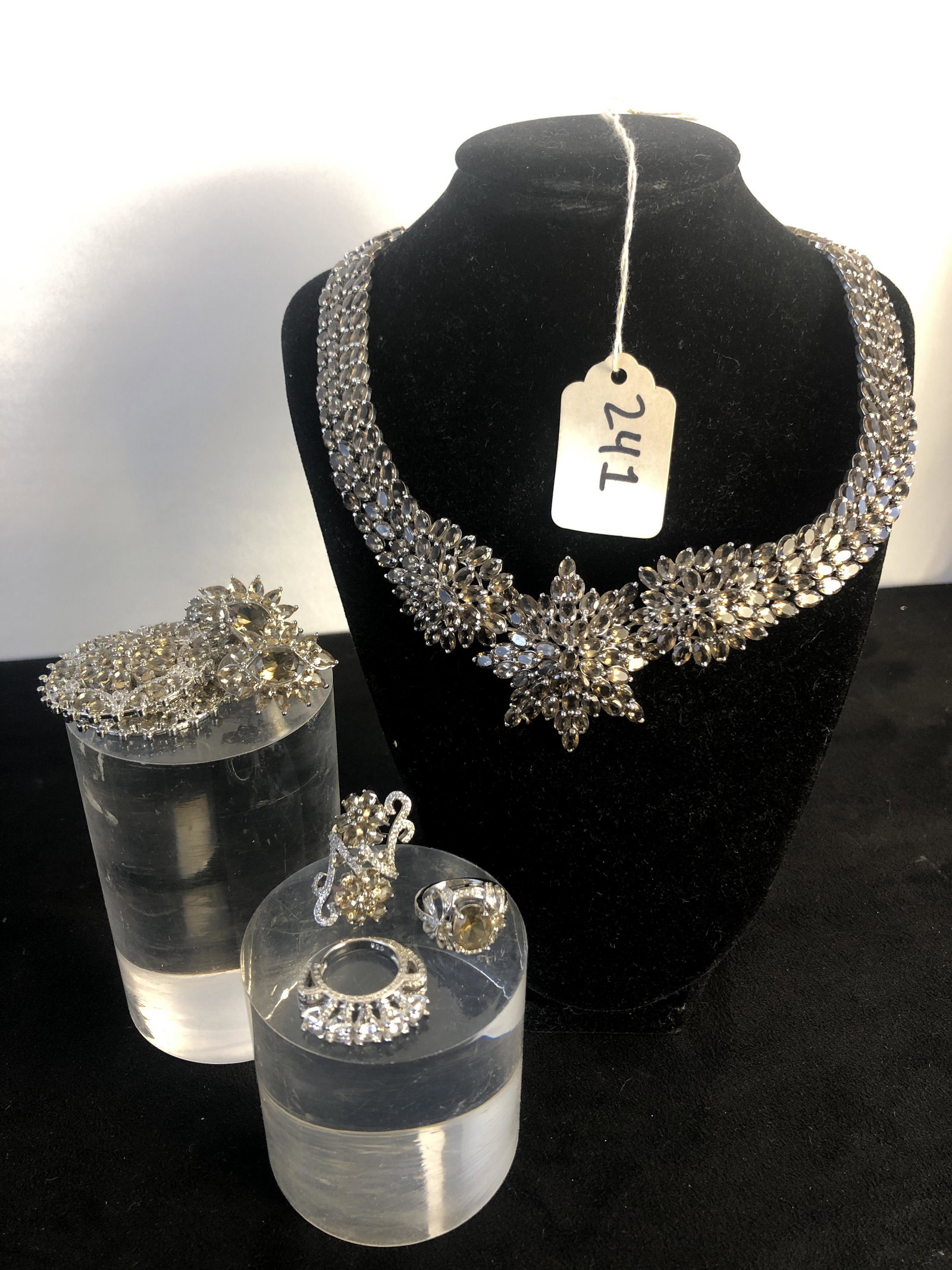 Sterling Pale Topaz Choker, Earrings & Rings (1 of 6)