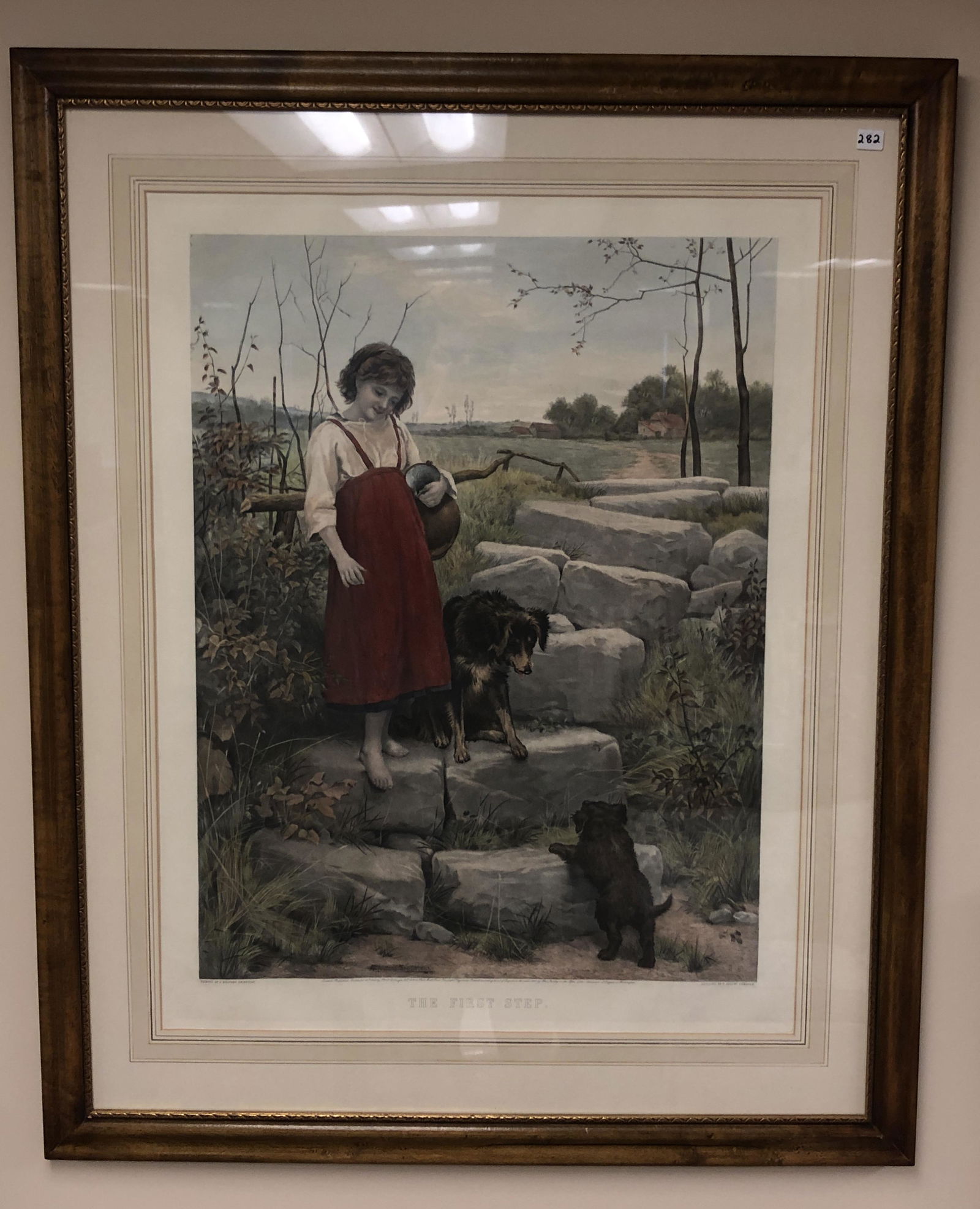 Framed 1885 Engraving "The First Step" (1 of 6)