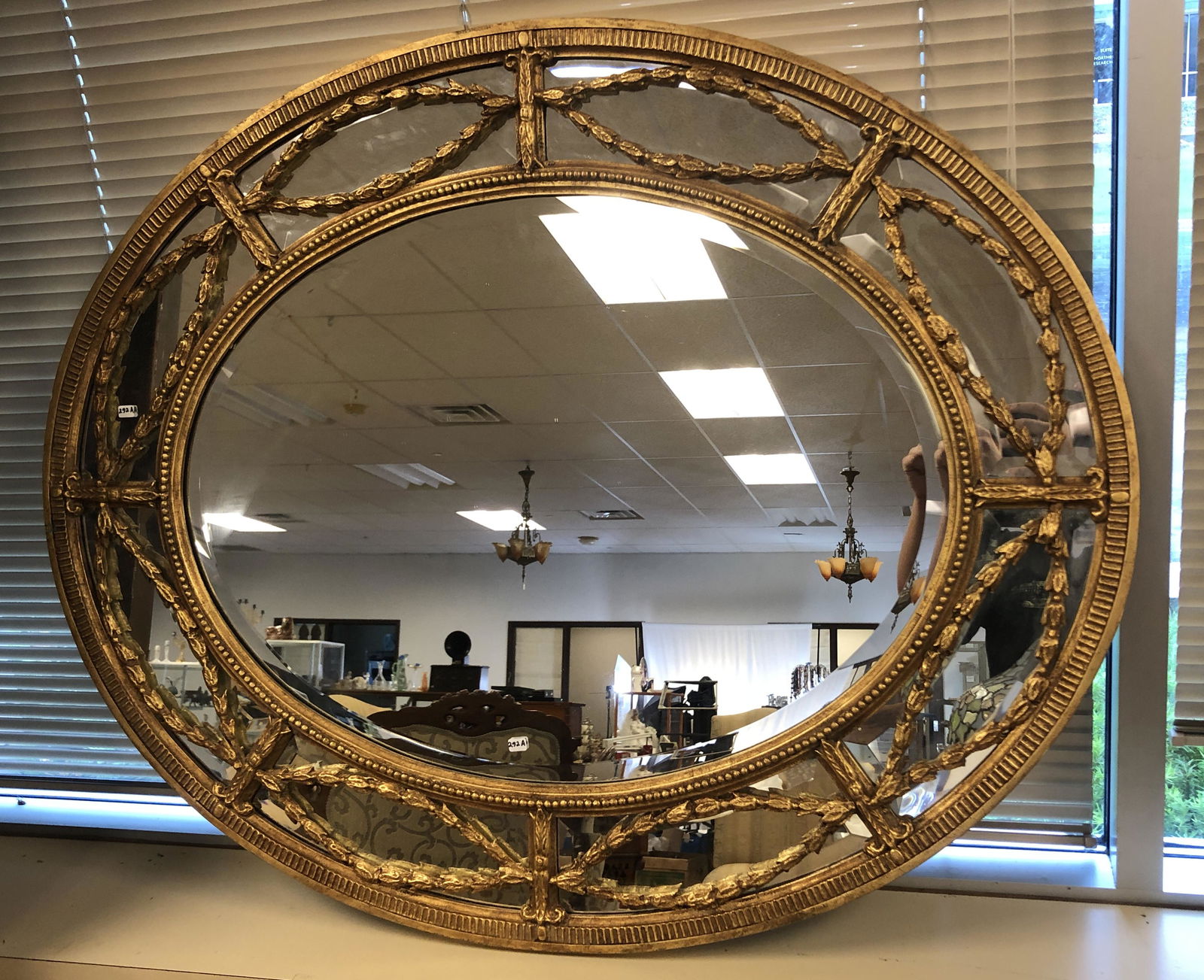 Quality Designer Oval Mirror with Garland Pattern (1 of 4)