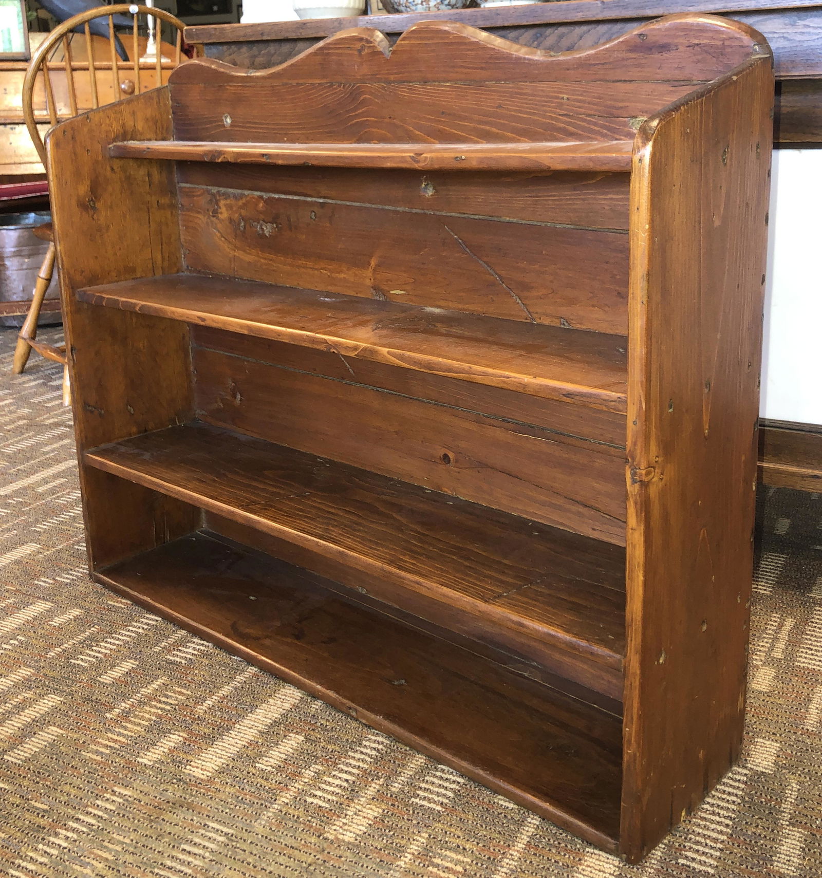 Early Pine Wall Hung 4-Tiered Shelf (1 of 5)