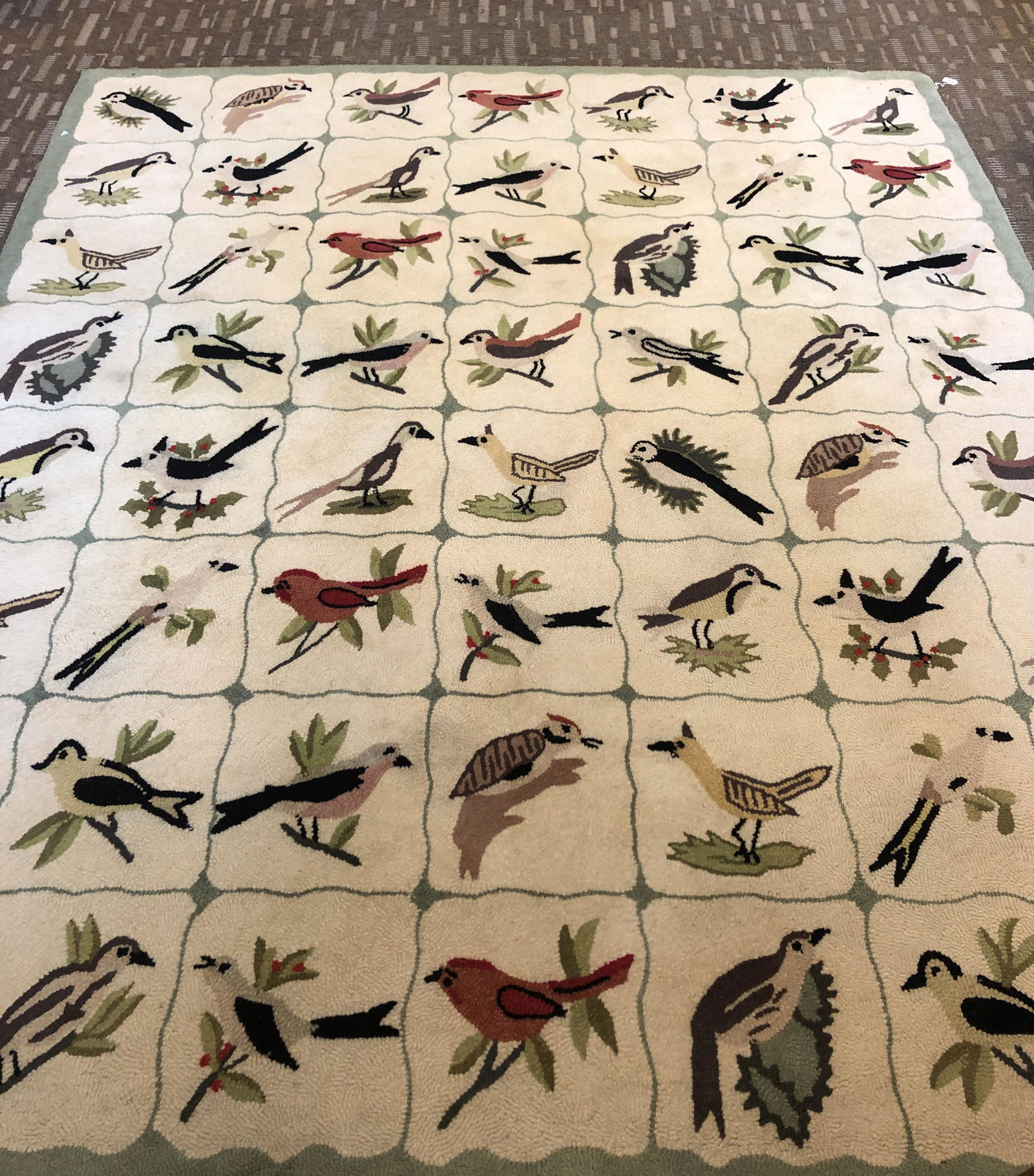 Room Sized Hooked Rug Depicting Birds (1 of 6)