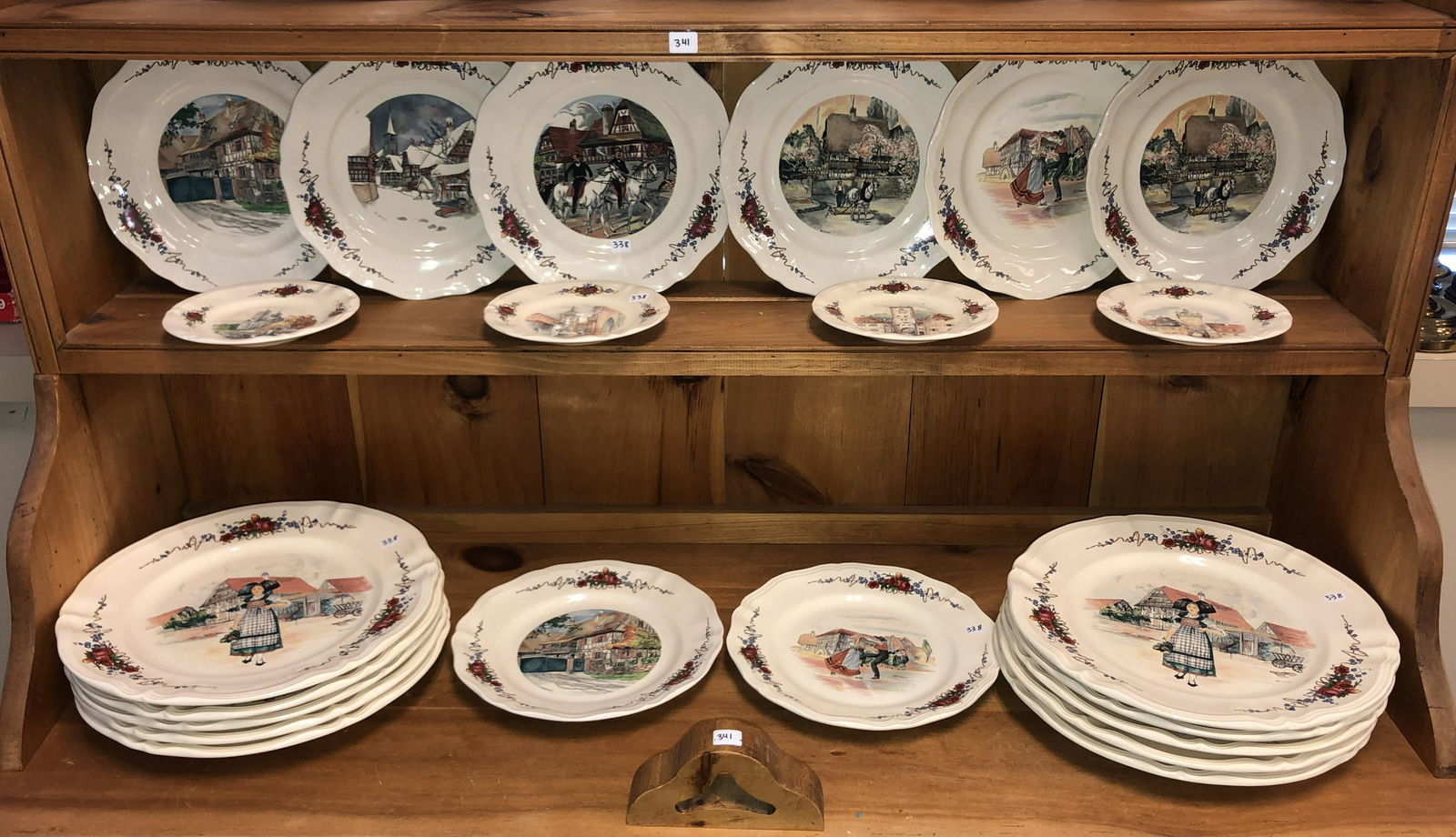 Large Lot of French Sarreguemines Hand Painted Service (1 of 7)