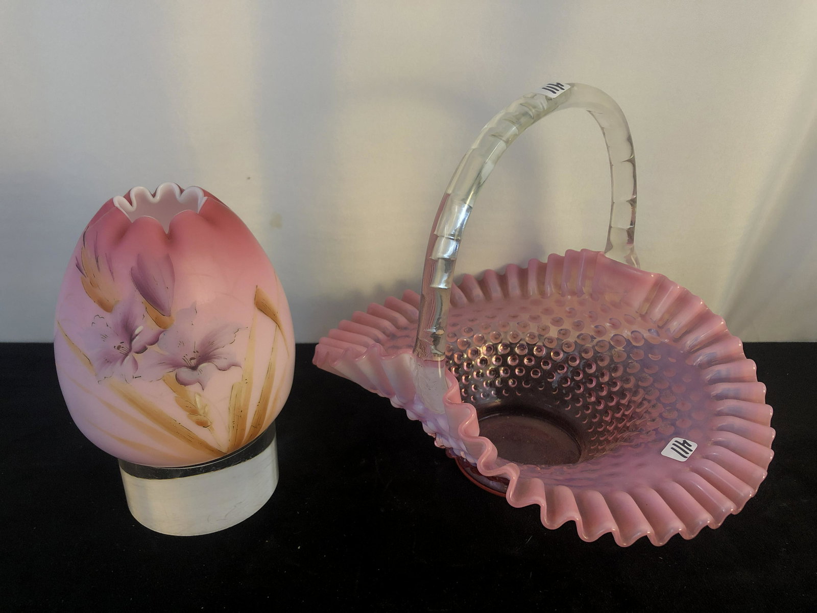 Victorian Art Glass Basket and Rose Bowl (1 of 7)