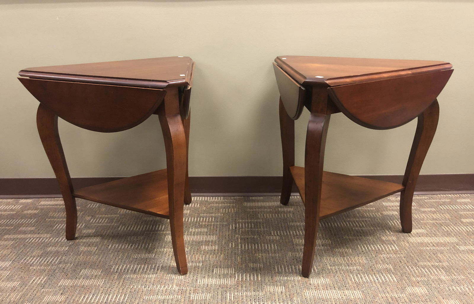 Pair of Queen Anne 3 Sided Drop Tables (1 of 4)