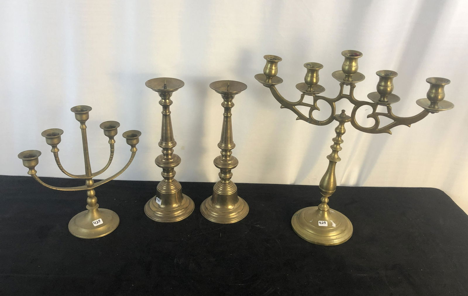Lot of 4 Antique Brass Candlesticks (1 of 7)
