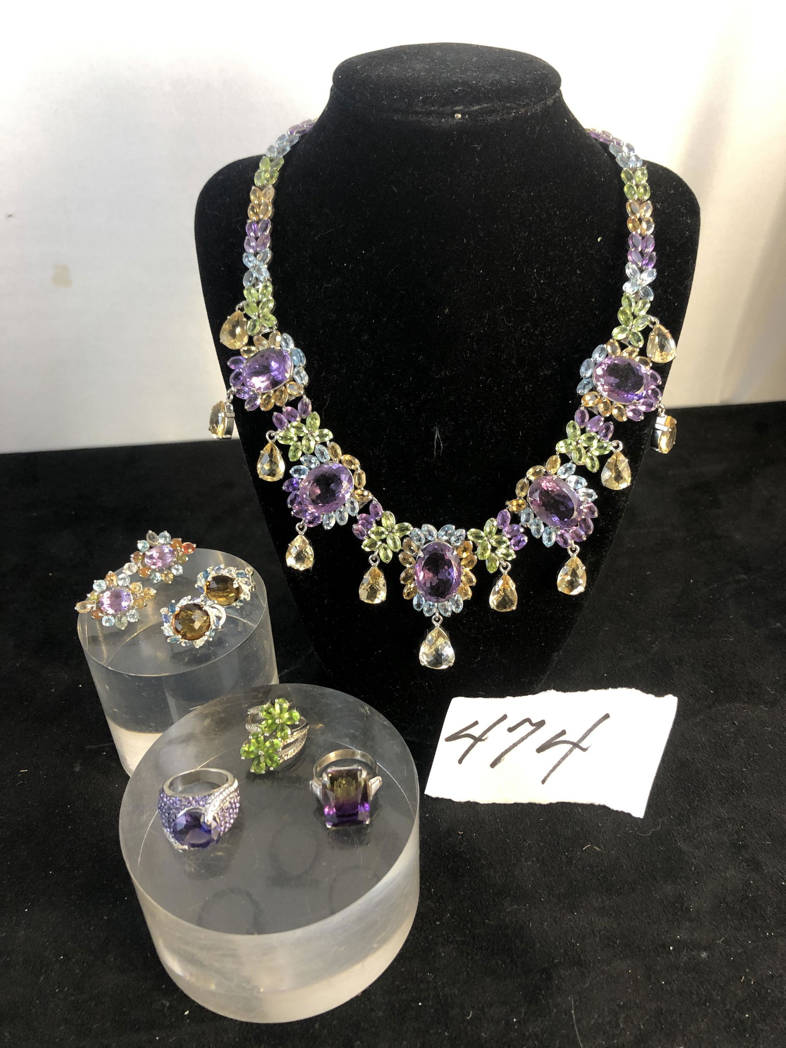 Sterling Necklace, 2 Pairs of Earrings and 3 Rings (1 of 5)