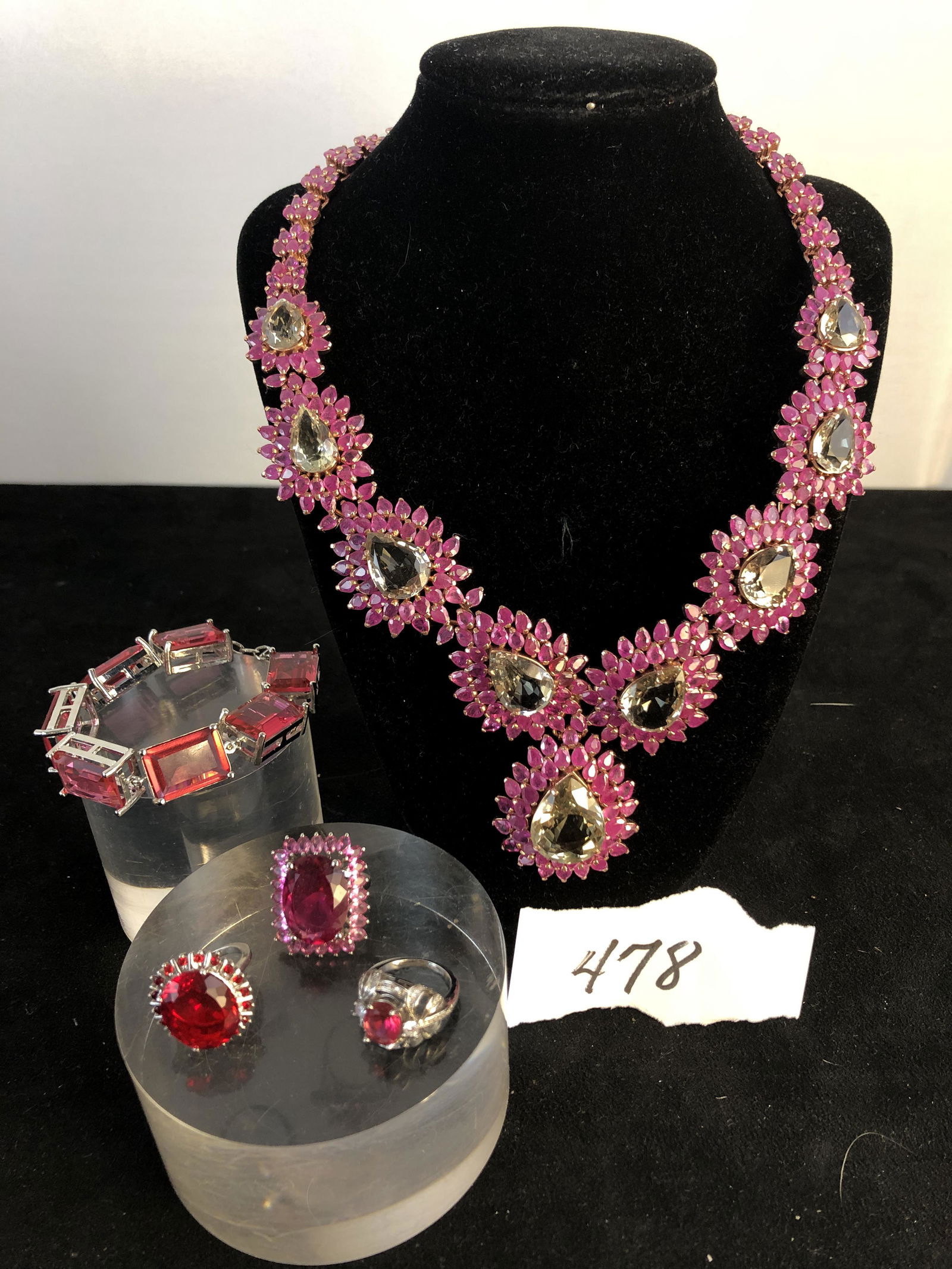 Sterling Necklace, Bracelet and 3 Rings (1 of 6)