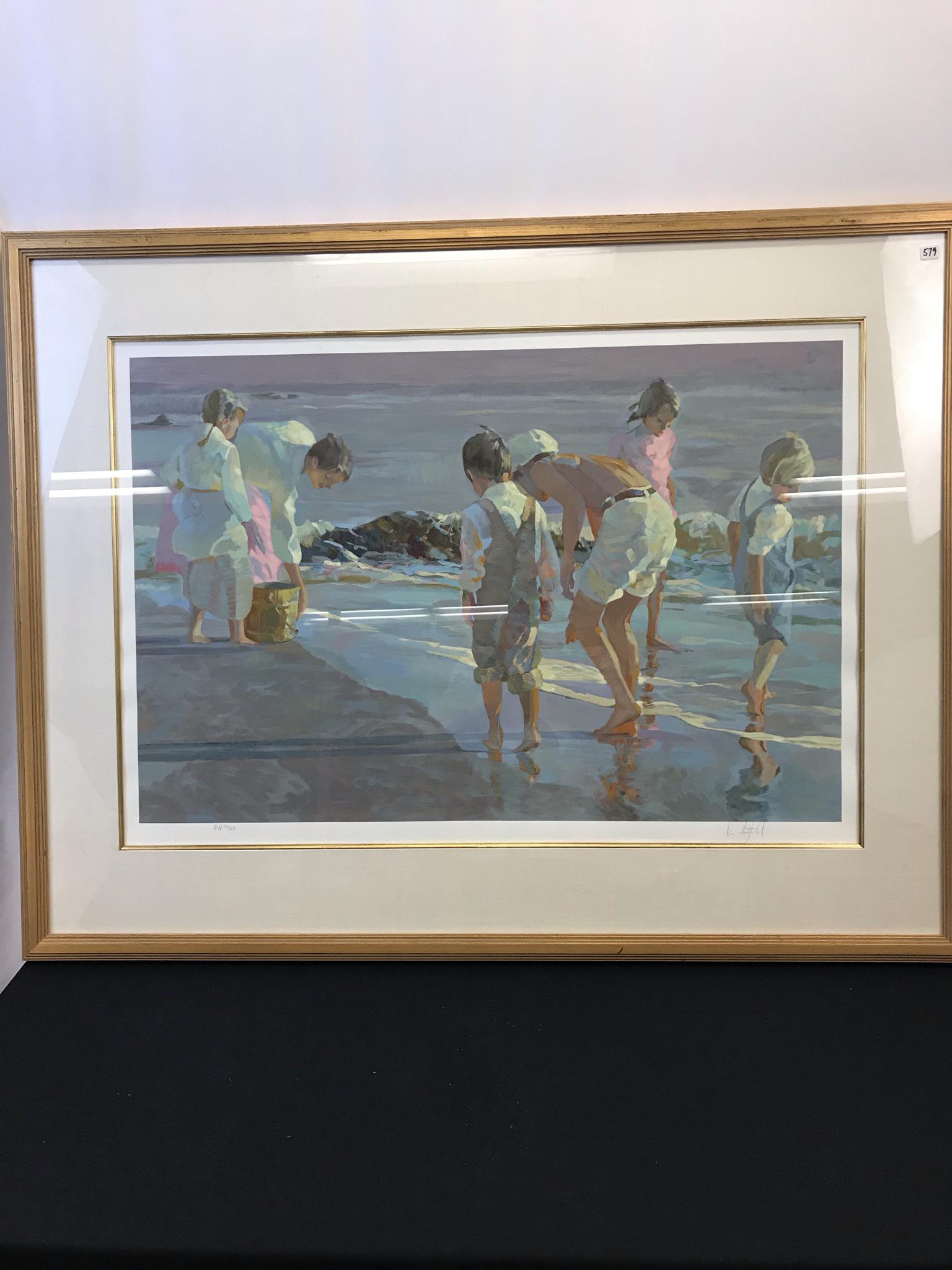 Don Hatfield Signed Serigraph: Tis quality framed signed /numbered serigraph is by listed artist Don Hatfield. It is signed in pencil on the lower right margin of the print and numbered 209 in an edition of 300. It depicts a mother