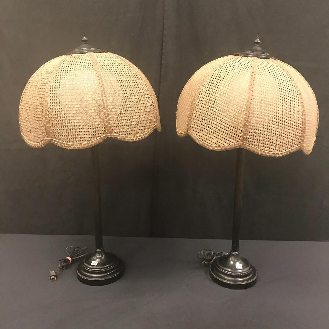 Pair of 1960's Wicker Table Lamps (1 of 5)