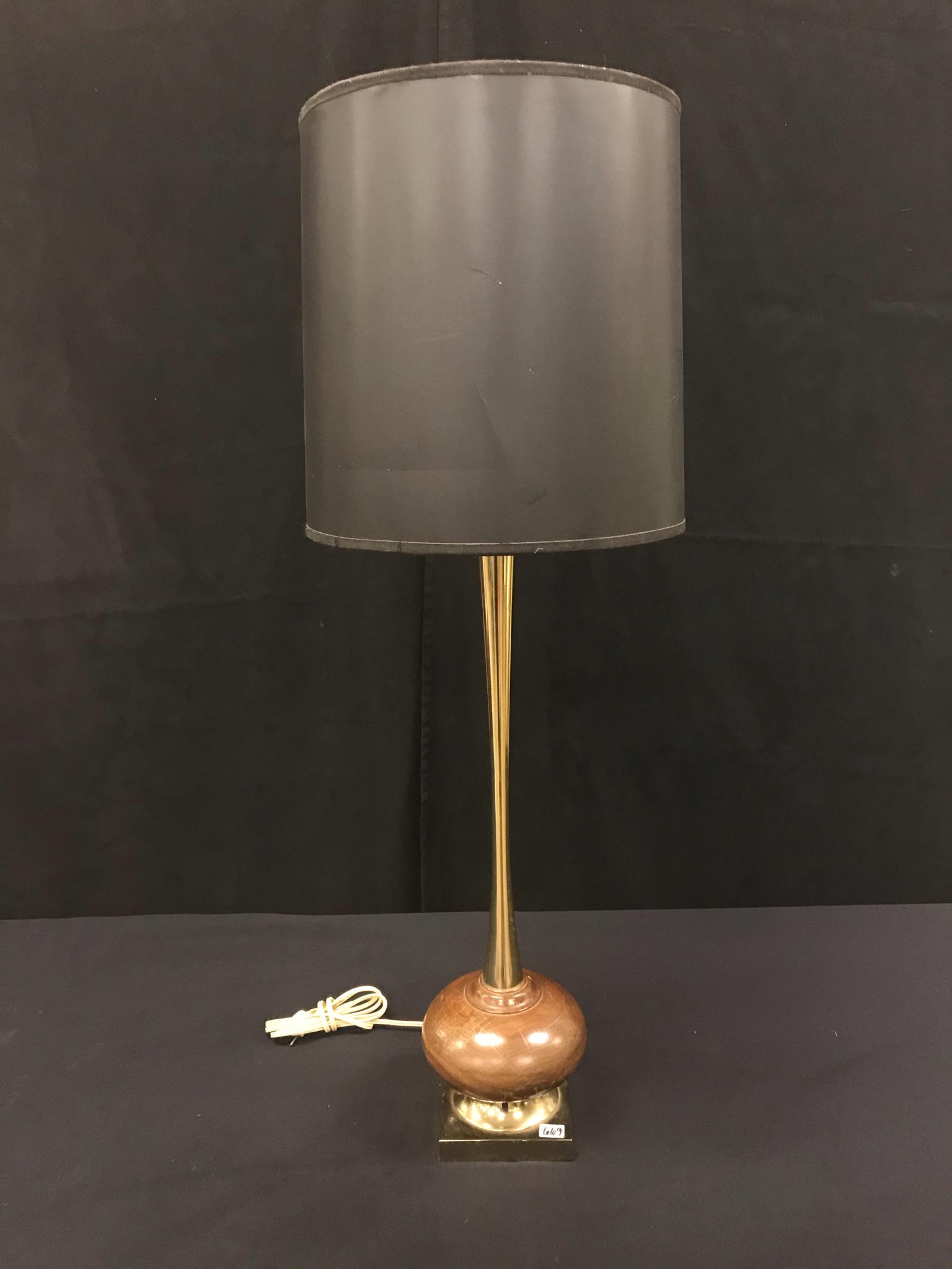 MCM Wood and Chrome Table Lamp (1 of 8)