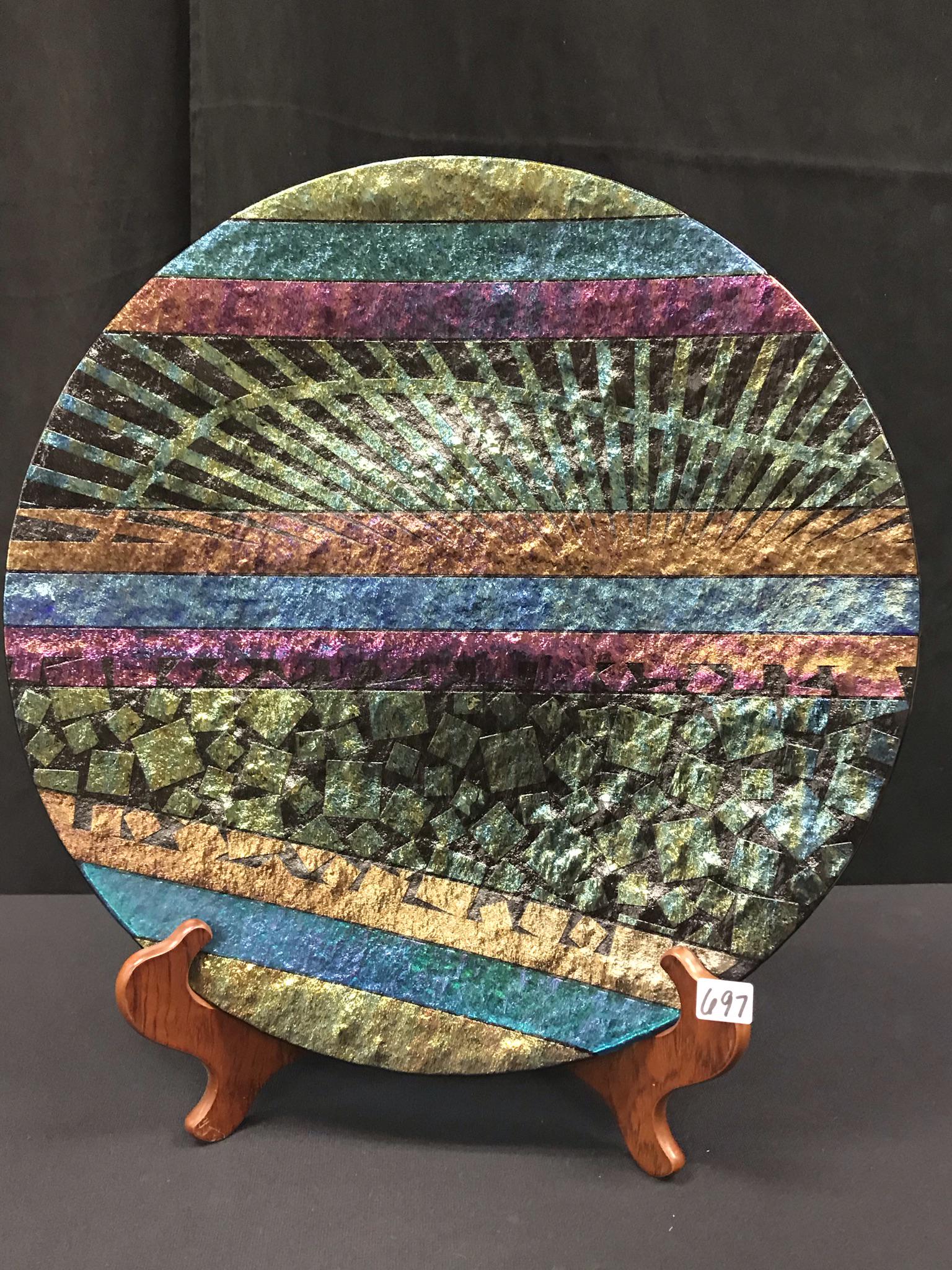 Large Art Glass Plate, Signed Navey (1 of 5)